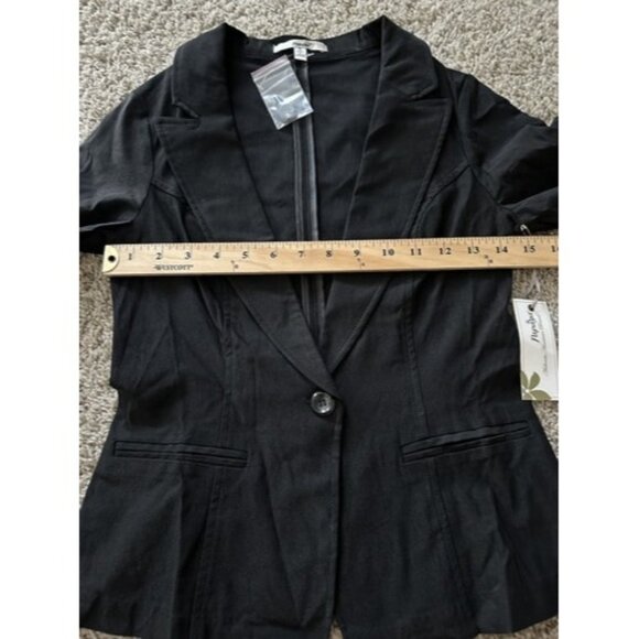 Papaya Basic Solid Black Long Sleeve Single Button Blazer Jacket Size Small New - Picture 9 of 12